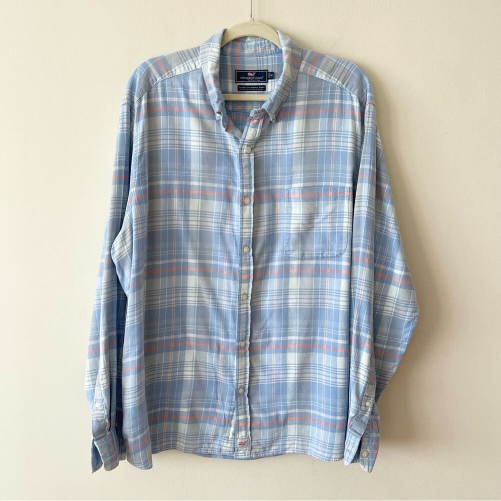 Vineyard Vines Classic Fit Murray Blue Plaid Shirt Men’s size XXL